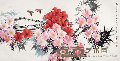 招炽挺 癸未(2003年)作 春酣 镜片 <em>68×136cm</em>