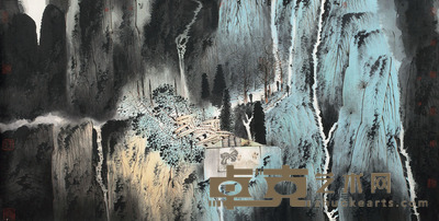 卢禹舜 唐人诗意图 镜心 <em>69×137cm</em>