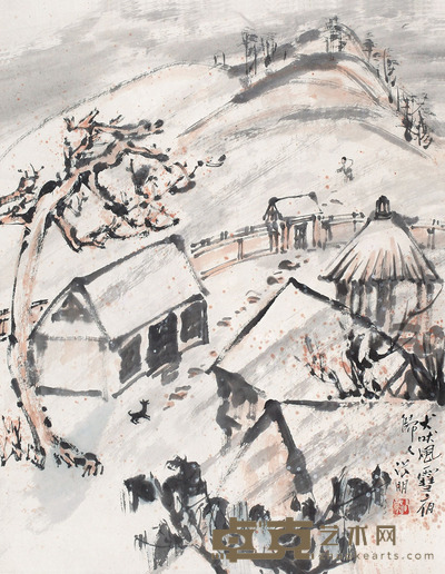 张朋 风雪夜归人 轴 <em>68×54cm</em>