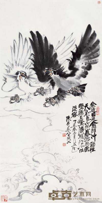 陈寿荣 1997年作 苍鹰图 轴 <em>137×69cm</em>