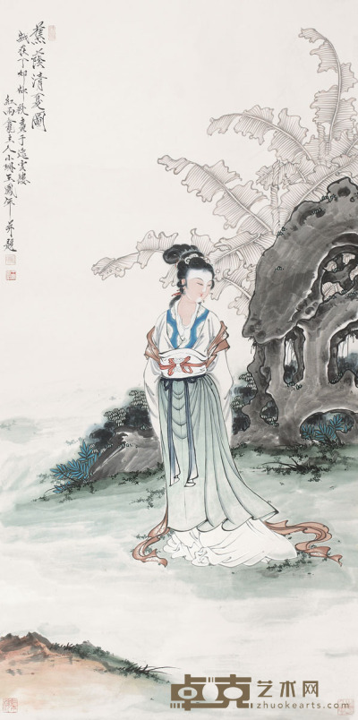 王凤年 1987年作 蕉荫清夏图 轴 <em>135×67cm</em>