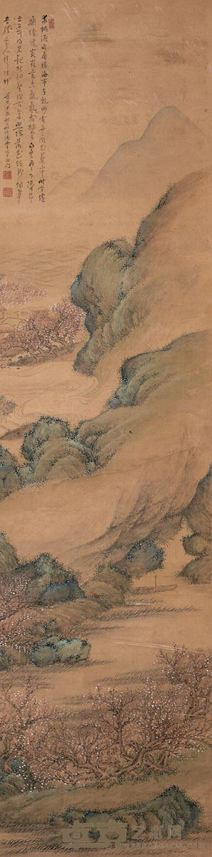 汤贻汾 1844年作 山水 轴 <em>142×34cm</em>