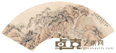 吴榖祥 山水扇面 扇面 <em>16×51cm</em>