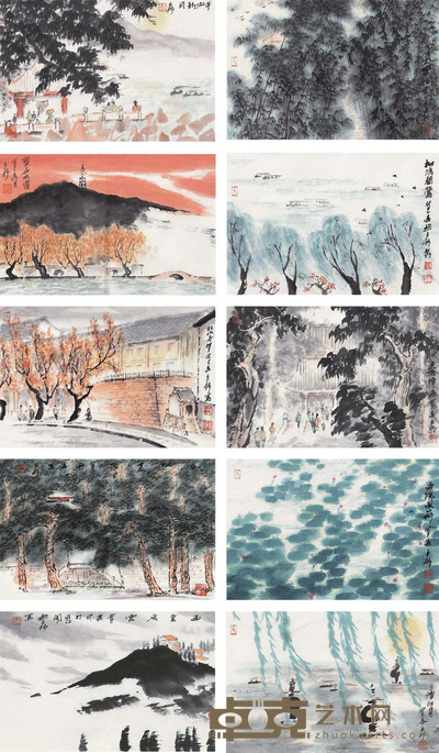 赵立新 2013年作 西湖十景 镜心 <em>35×23cm×10</em>