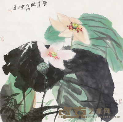 冯今松 双莲赋 镜心 <em>68×68cm</em>