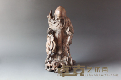 木雕寿星福禄老人 高29