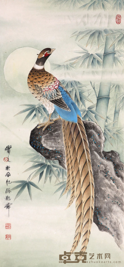 吕贤文 工笔花鸟 41x88cm