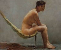 郭润文 1989年作 坐姿裸女