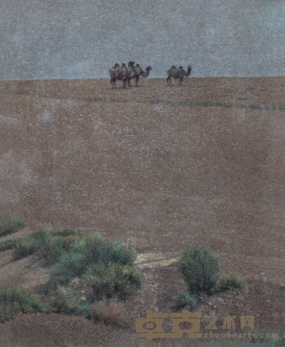 汪志杰 1987年作 灰色戈壁上的野骆 <em>62×50cm</em>