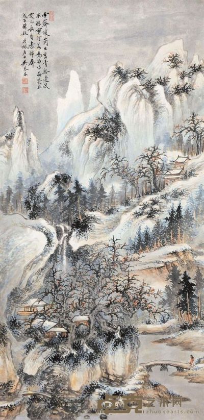 吴琴木 戊子（1948）年作 雪霁琼岗 镜片 <em>106×52.5cm</em>