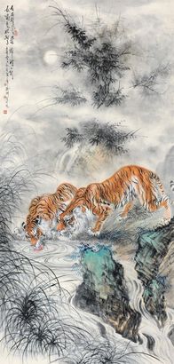 蔡鹤洲 壬午（1942）年作 草泽雄风 立轴