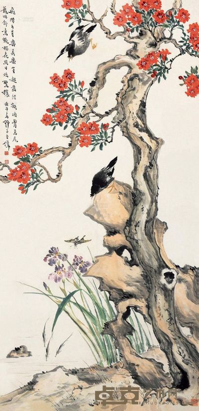 王师子 壬午(1942)年作 芳园英华 立轴 <em>136×67.5cm</em>