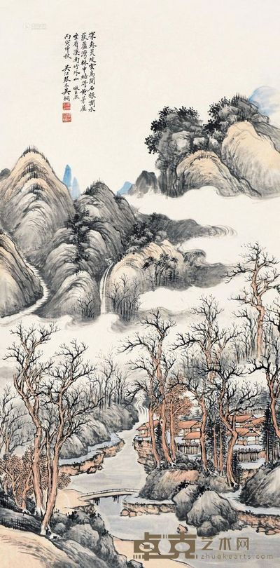 吴琴木 丙寅(1926)年作 林壑溪声 立轴 <em>107×54cm</em>