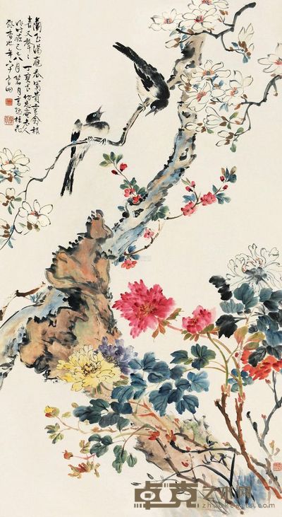 丁宝书 己巳(1929)年作 玉堂双喜 立轴 <em>142×78cm</em>