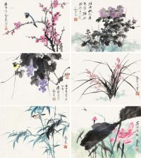 乔木 庚申（1980）年作 花姿鸟态 （六件） 镜框