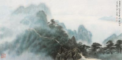 瞿谷量 壬午（2002）年作 黄山松云 镜片