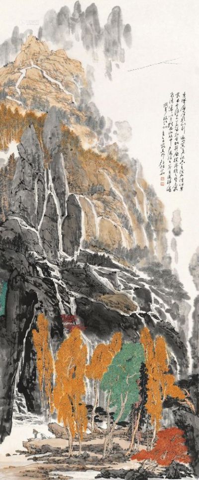 颜梅华 己巳（1989）年作 秋山听琴 镜片