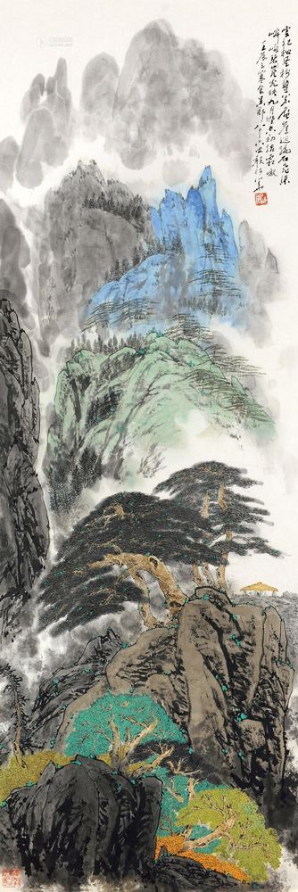 颜梅华 壬辰（2012）年作 云起松风 镜框