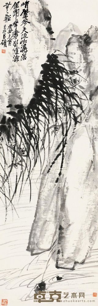 吴昌硕 癸丑（1913）年作 峭壁幽香 立轴 <em>149×47cm</em>