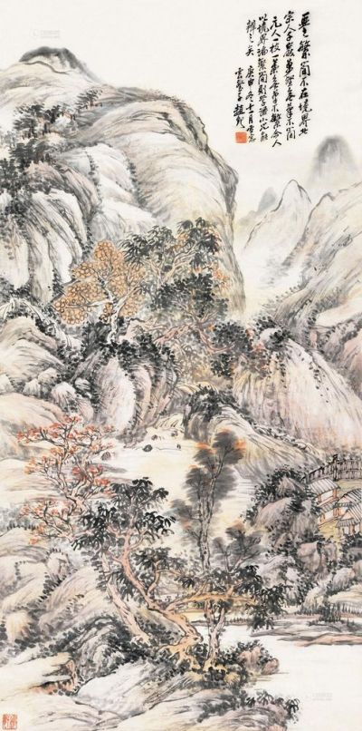 赵云壑 庚申（1920）年作 秋山图 立轴