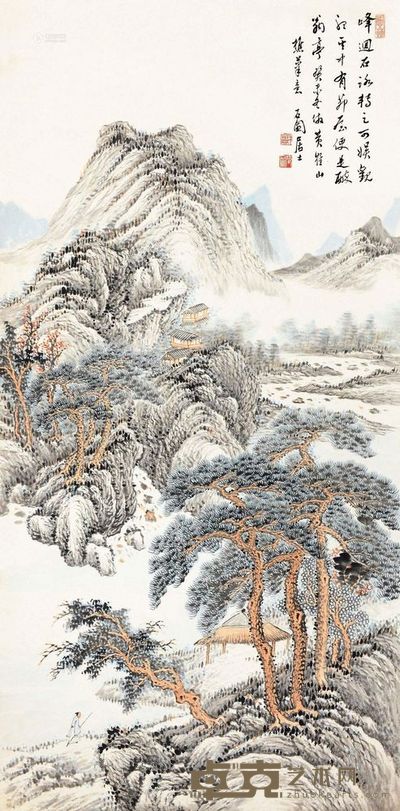 张石园 癸未(1943)年作 深林空翠 立轴 <em>103×51cm</em>