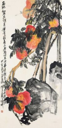 吴昌硕 甲寅（1914）年作 桃石仙寿 镜框