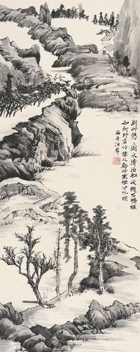 黄鳌 扁舟泊岸 立轴