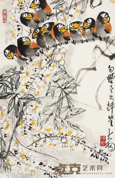 陈大羽 争鸣图 68.5×44cm