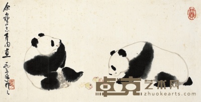 吴作人 熊猫图 37×69cm