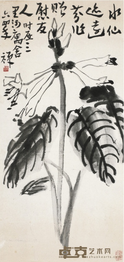 李苦禅  花卉 70.5×34cm