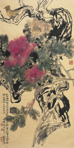程十髪  枯枝牡丹图