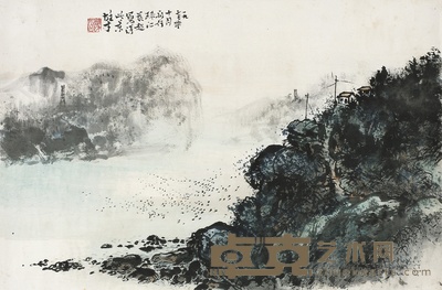 黎雄才 舟行珠江 68. 5×46cm