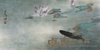 杨善深 荷塘鱼戏图 34.5×68cm