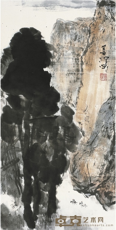 杨善深 雄山策马图 68×35cm