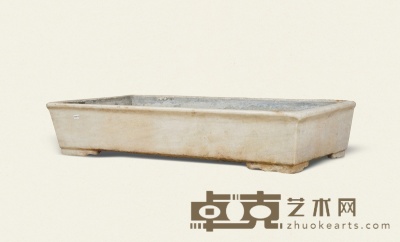 明·汉白玉长方形石盆 82×42×15 cm