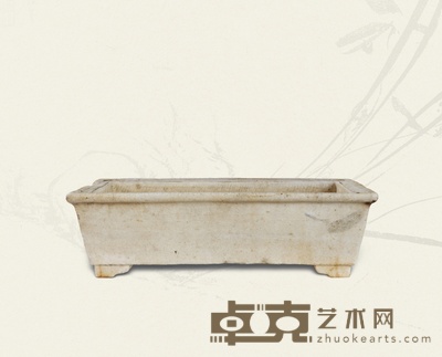 清·汉白玉长方形石盆 63×37.5×18cm