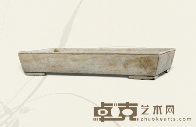 清·汉白玉长方形石盆 64×35×10cm