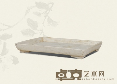 清·汉白玉长方形石盆 37.5×26×5 cm
