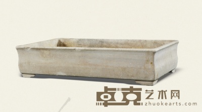 清·汉白玉长方形石盆 62×37×14cm