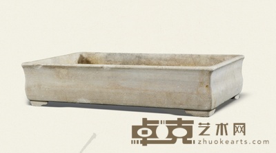 清·汉白玉长方形石盆 62×37×14cm