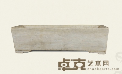 清·汉白玉长方形石盆 110×54.5×27 cm