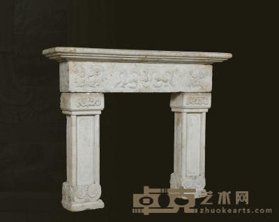 清·汉白玉西洋工壁炉一套 164.5×36×132cm
