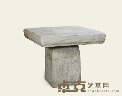 明·汉白玉方形石桌 79×79×77cm