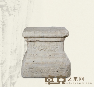 明·汉白玉束腰莲瓣纹石座 62×62×60cm