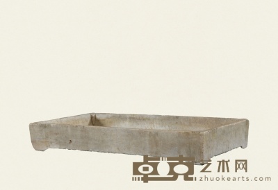 清·汉白玉长方形石盆 65×38.5×10cm