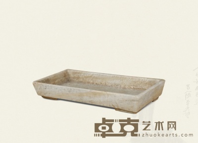 清·汉白玉长方形石盆 52.5×27×8 cm