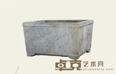 清·汉白玉长方形石盆 52.5×43.5×30.5cm