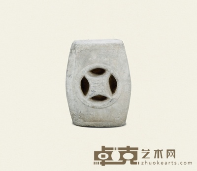 清·汉白玉方形开框鼓墩 31.5×31.5×44.5cm