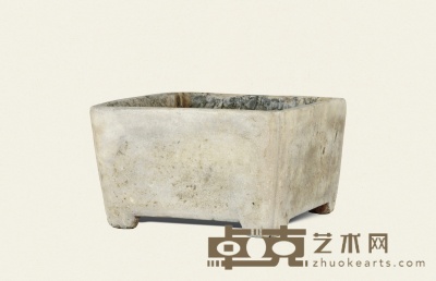 清·汉白玉方形石盆 27×29×17cm
