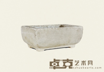 清·汉白玉弧形石盆 47.5×34.5×20cm